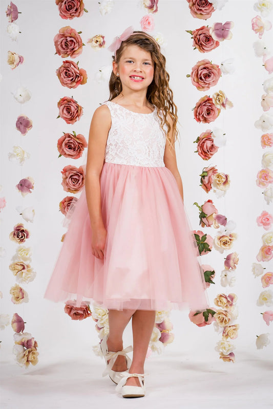 Lace Illusion Dress by Kid's Dream