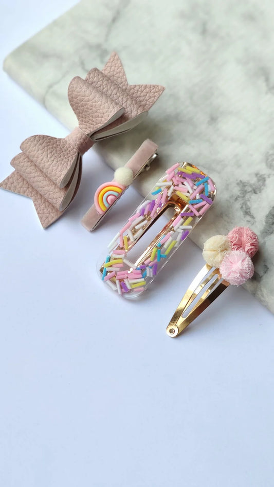 CANDY BLUSH - Set of 4 hair clips by Gleebee