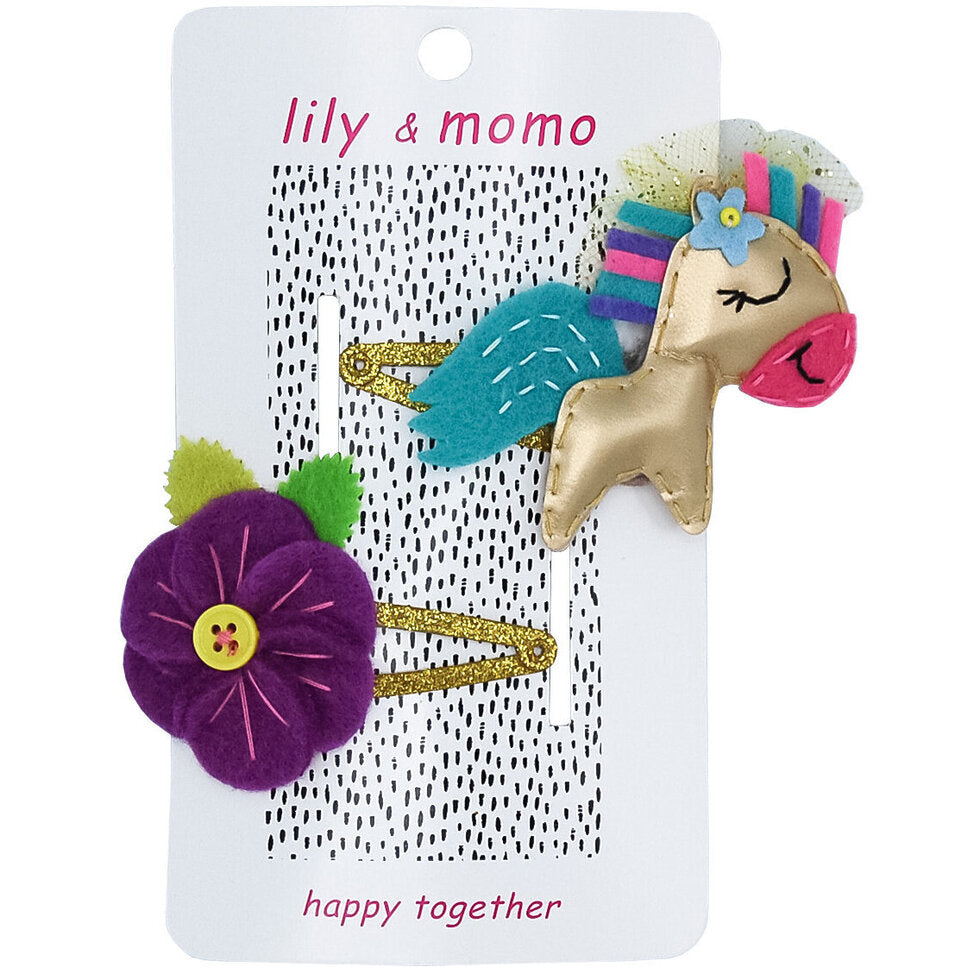 Happy Horse Hair Clips by Lily & Momo