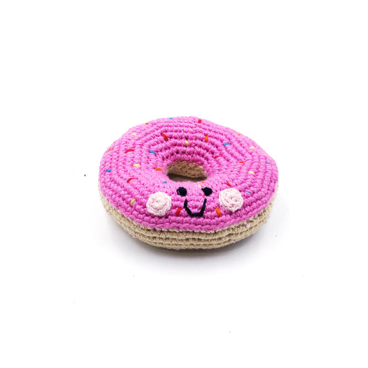 Friendly Doughnut Rattle - Mid Pink by Pebblechild