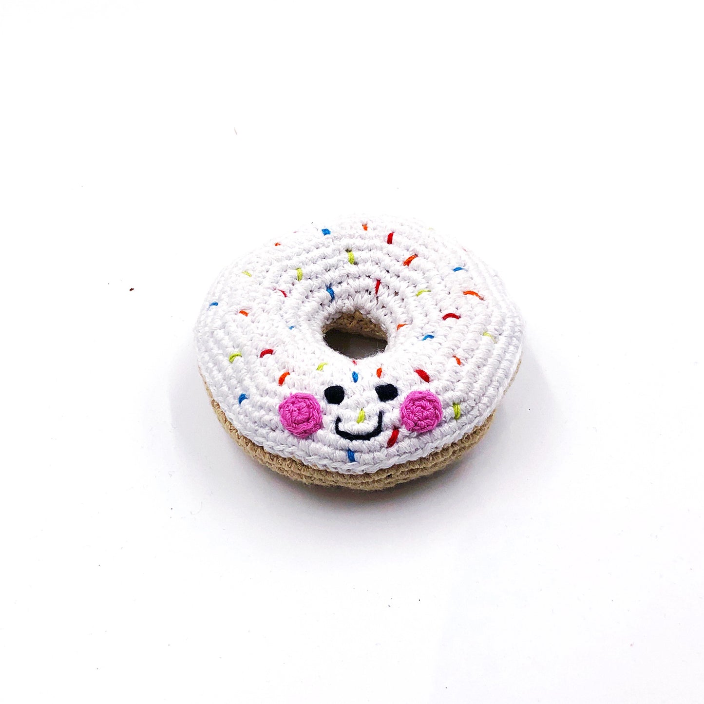 Friendly Doughnut Rattle - White by Pebblechild