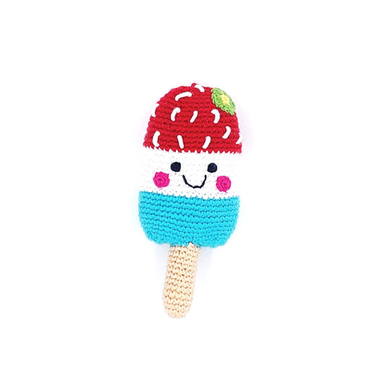 Friendly Ice Lolly Rattle – Red by Pebblechild
